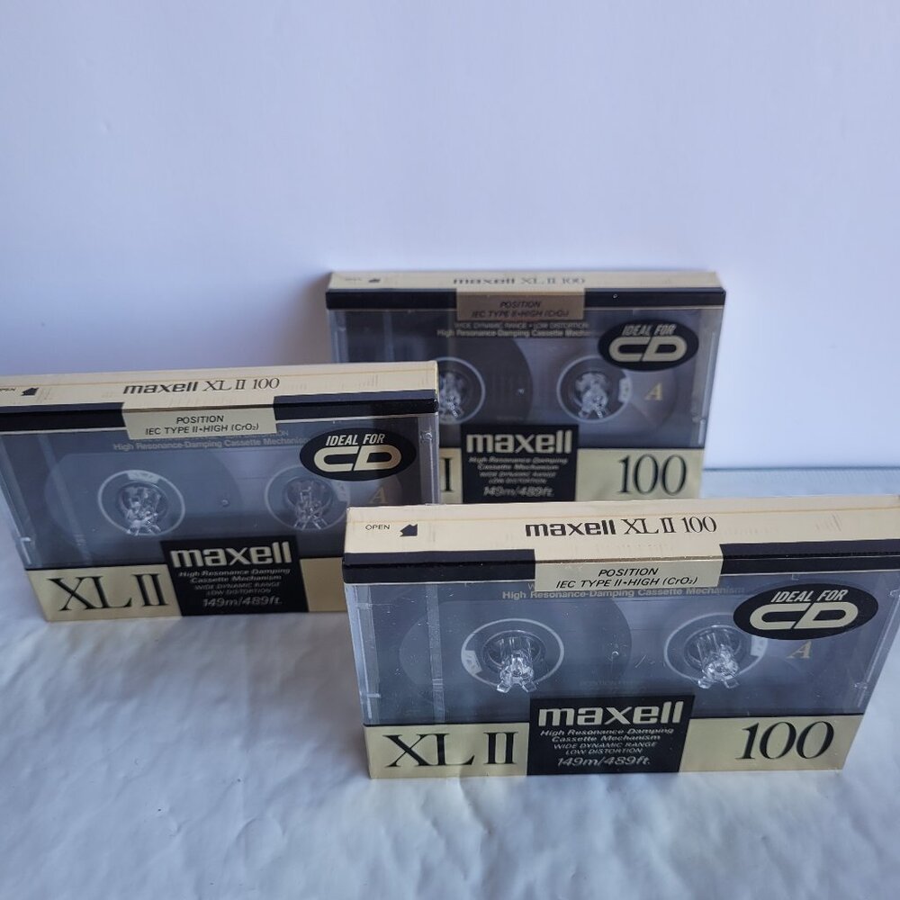Maxell XLII 100 High Resonance Damping Audio Cassette Tape-Sealed Set of 3 New